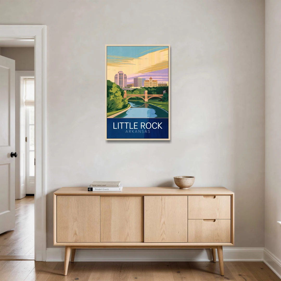 Little Rock Historic Landmarks - Oak Framed Canvas Wall Art - Coffee Table - 24x36