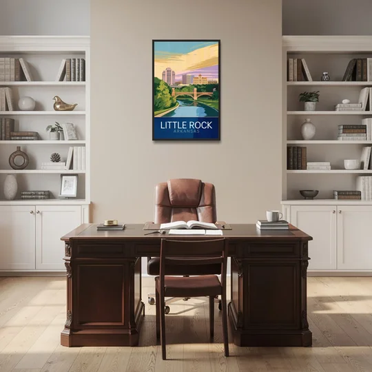 Little Rock Historic Landmarks - Black Framed Canvas Wall Art - Office - 24x36