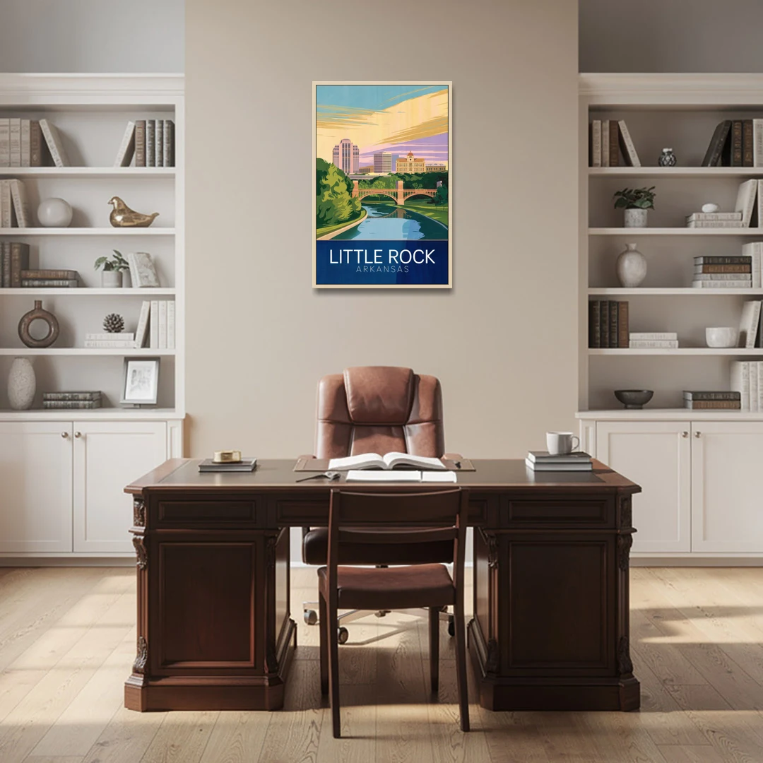 Little Rock Historic Landmarks - Oak Framed Canvas Wall Art - Office - 24x36