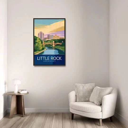 Little Rock Historic Landmarks - Black Framed Canvas Wall Art - Sofa - 24x36