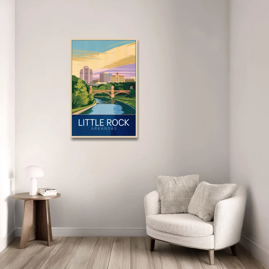 Little Rock Historic Landmarks - Oak Framed Canvas Wall Art - Sofa - 24x36