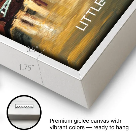Little Rock Nighttime Skyline - White Framed Canvas Wall Art - Gallery Wrap Corner