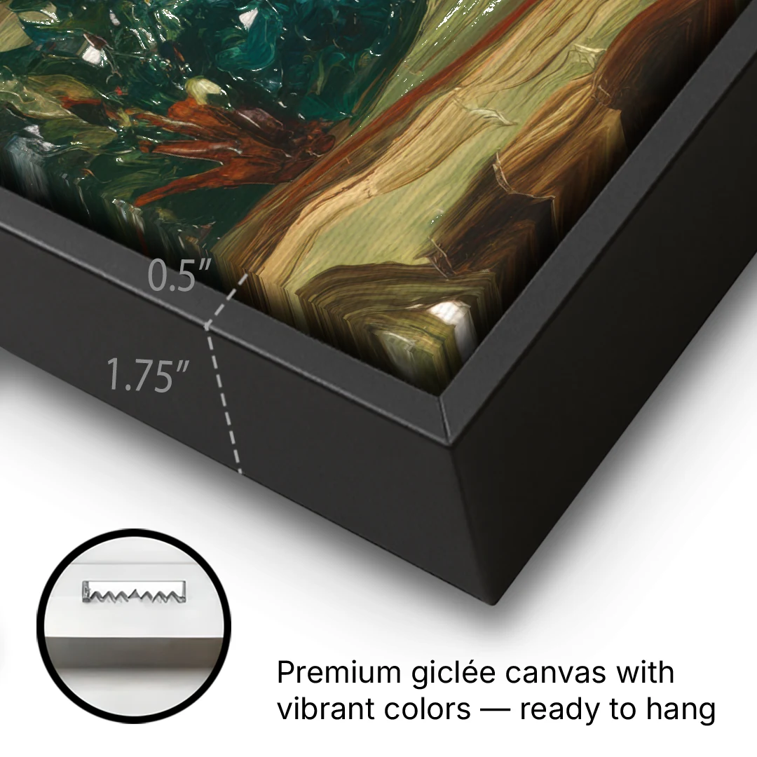 Little Rock Pinnacle Mountain - Black Framed Canvas Wall Art - Gallery Wrap Corner