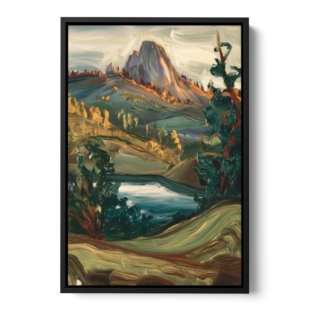 Little Rock Pinnacle Mountain - Black Framed Canvas Wall Art - Front