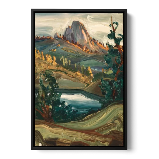 Little Rock Pinnacle Mountain - Black Framed Canvas Wall Art - Front