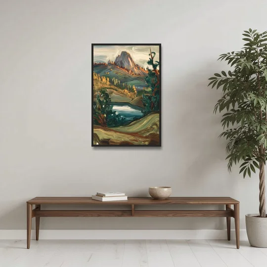 Little Rock Pinnacle Mountain - Black Framed Canvas Wall Art - Coffee Table - 24x36