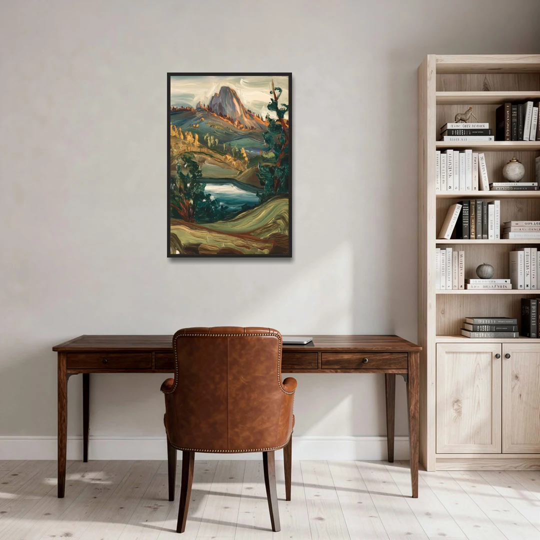 Little Rock Pinnacle Mountain - Black Framed Canvas Wall Art - Office - 24x36