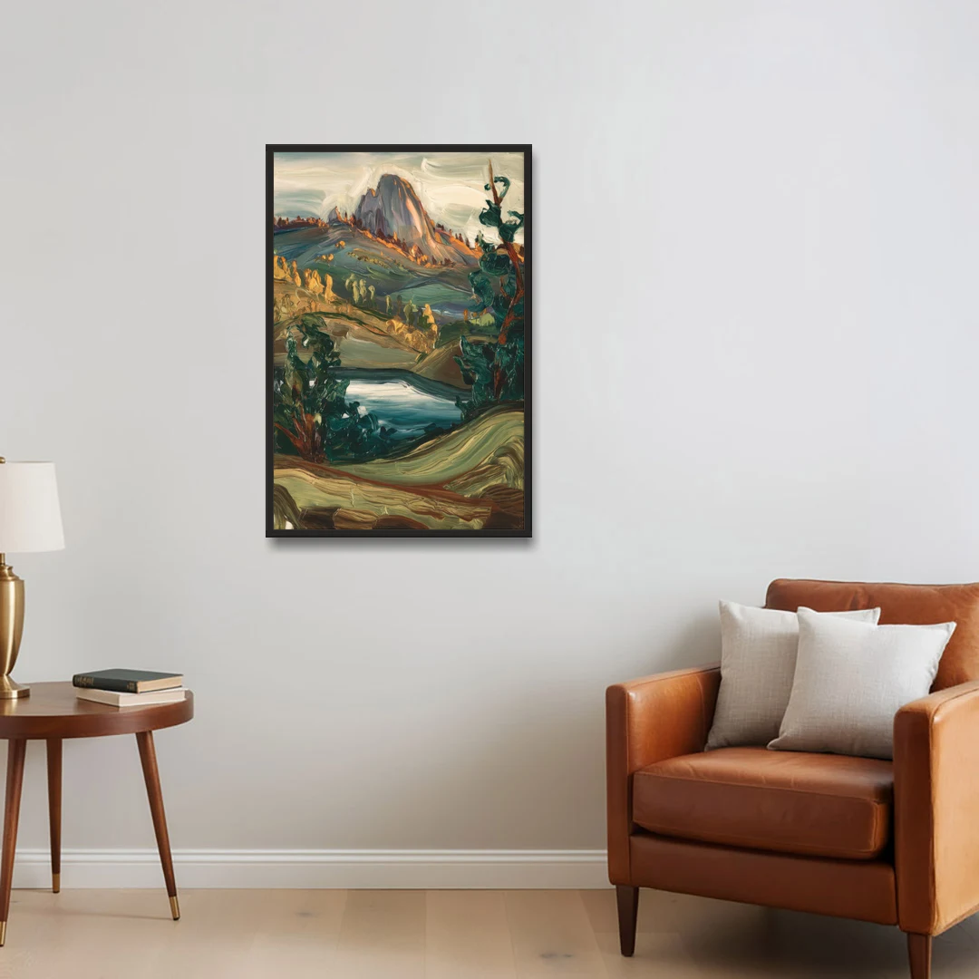 Little Rock Pinnacle Mountain - Black Framed Canvas Wall Art - Sofa - 24x36