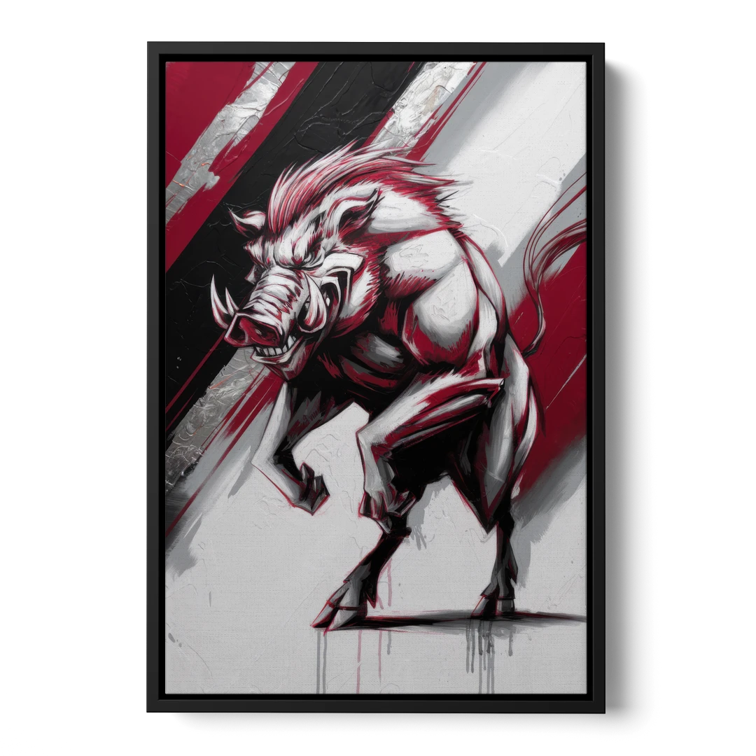 Little Rock Razorbacks Tribute - Black Framed Canvas Wall Art - Front