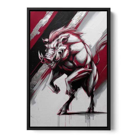 Little Rock Razorbacks Tribute - Black Framed Canvas Wall Art - Front
