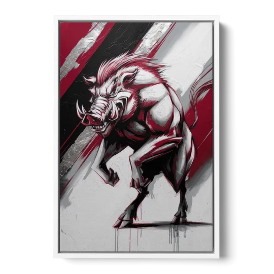 Little Rock Razorbacks Tribute - White Framed Canvas Wall Art - Front