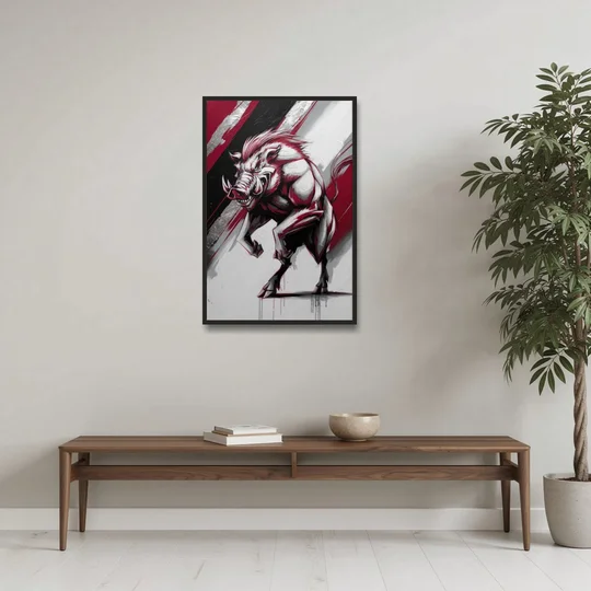 Little Rock Razorbacks Tribute - Black Framed Canvas Wall Art - Coffee Table - 24x36