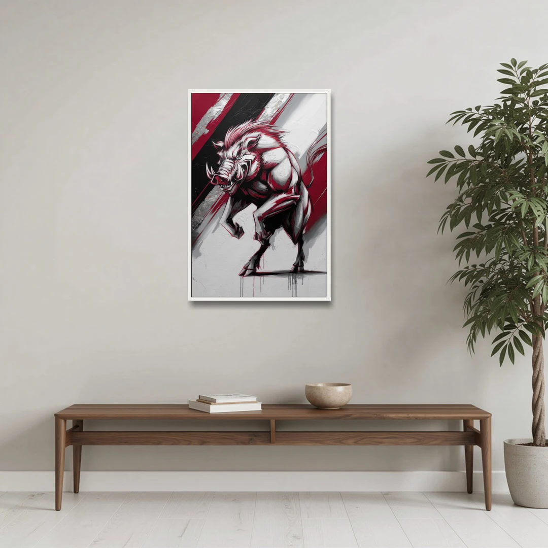 Little Rock Razorbacks Tribute - White Framed Canvas Wall Art - Coffee Table - 24x36