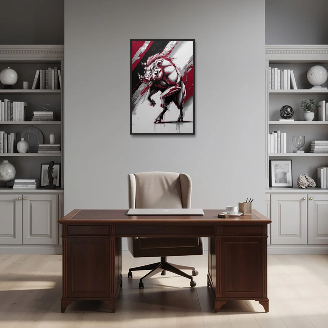 Little Rock Razorbacks Tribute - Black Framed Canvas Wall Art - Office - 24x36