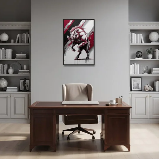 Little Rock Razorbacks Tribute - Black Framed Canvas Wall Art - Office - 24x36