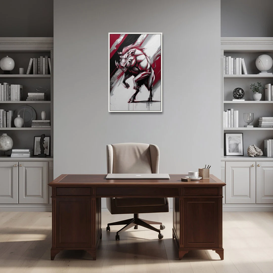 Little Rock Razorbacks Tribute - White Framed Canvas Wall Art - Office - 24x36