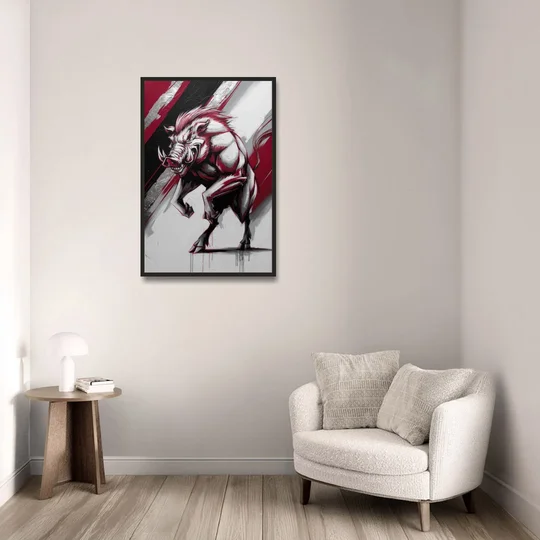 Little Rock Razorbacks Tribute - Black Framed Canvas Wall Art - Sofa - 24x36