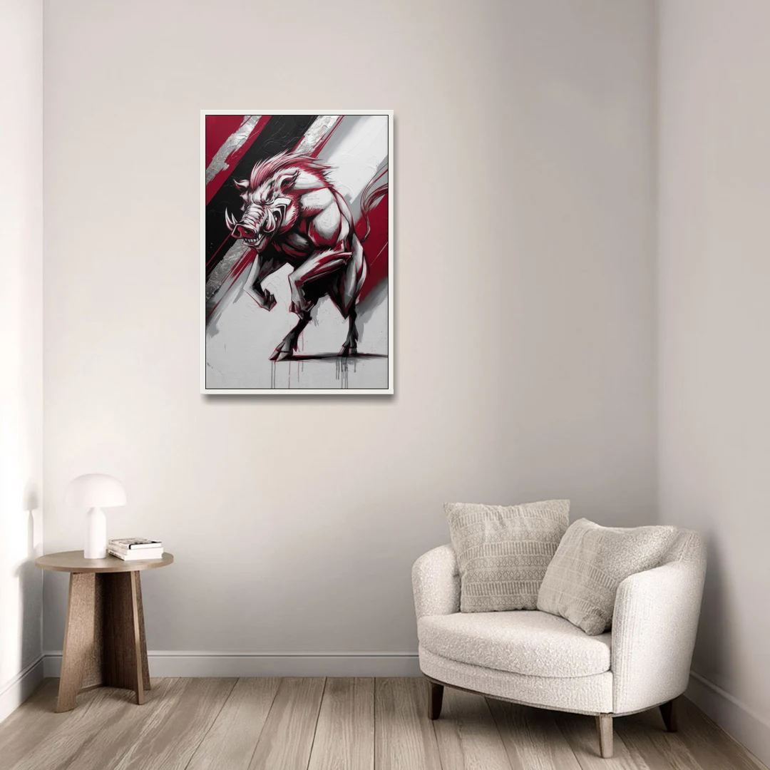 Little Rock Razorbacks Tribute - White Framed Canvas Wall Art - Sofa - 24x36