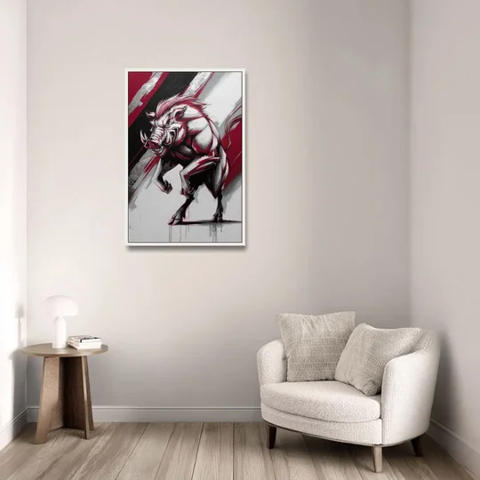 Little Rock Razorbacks Tribute - White Framed Canvas Wall Art - Sofa - 24x36