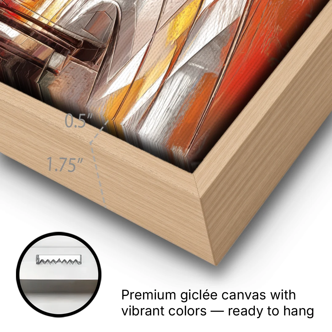 Little Rock River Market View - Oak Framed Canvas Wall Art - Gallery Wrap Corner