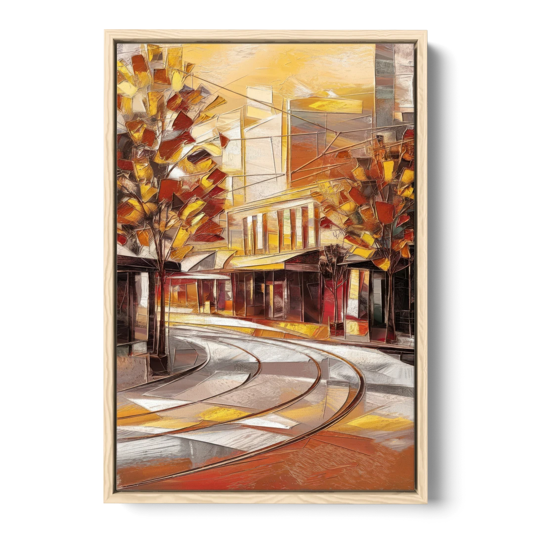 Little Rock River Market View - Oak Framed Canvas Wall Art - Front