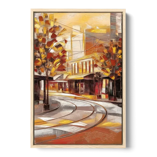 Little Rock River Market View - Oak Framed Canvas Wall Art - Front