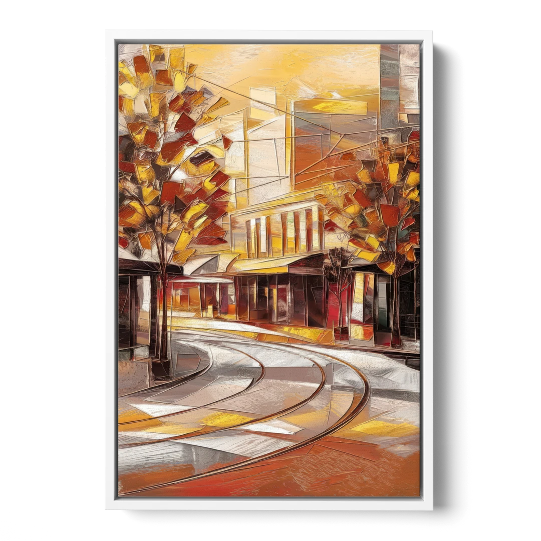 Little Rock River Market View - White Framed Canvas Wall Art - Front