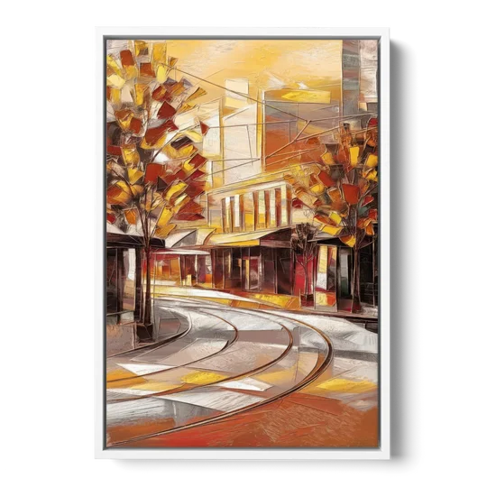 Little Rock River Market View - White Framed Canvas Wall Art - Front