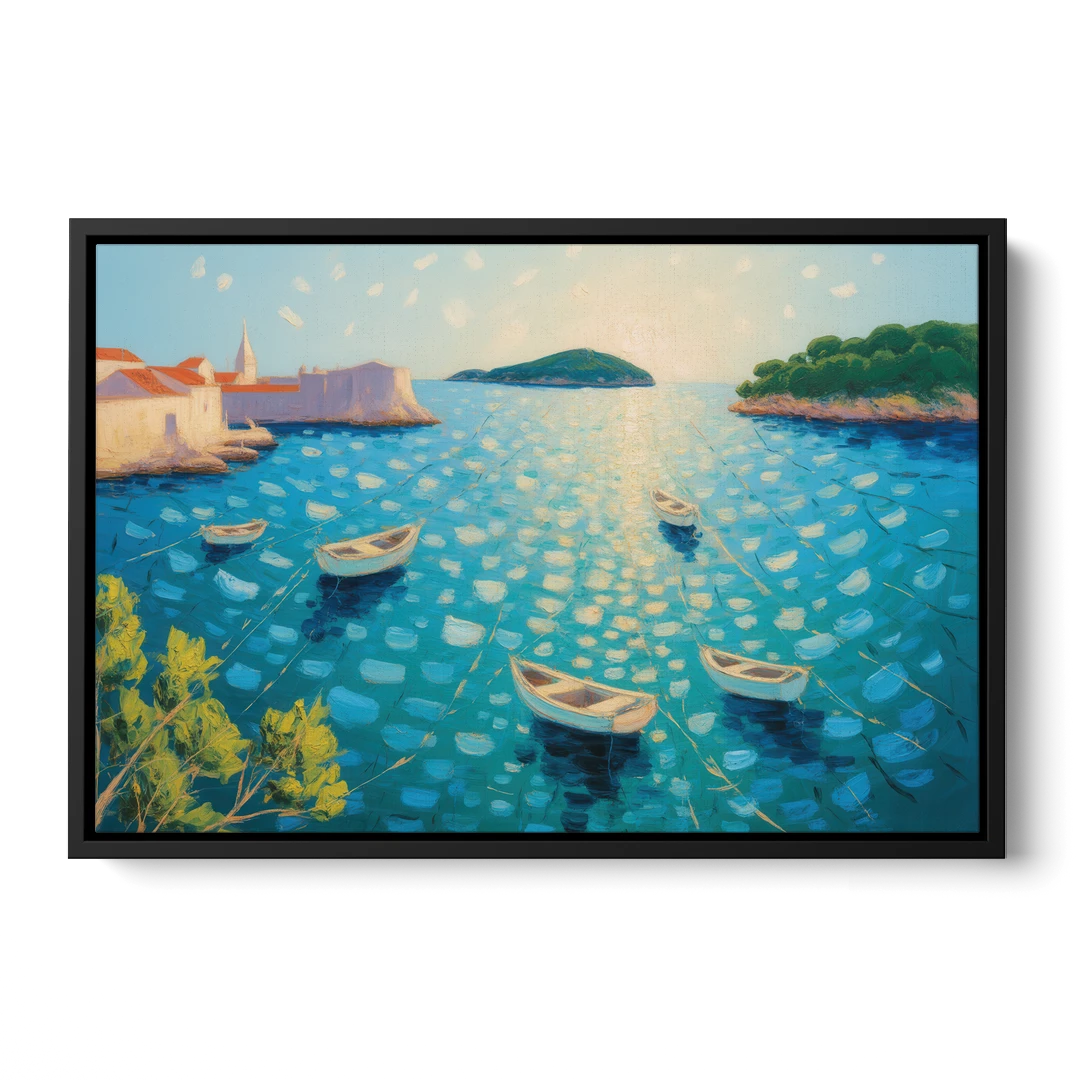 Lokrum Island Escape - Black Framed Canvas Wall Art - Front