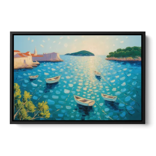 Lokrum Island Escape - Black Framed Canvas Wall Art - Front