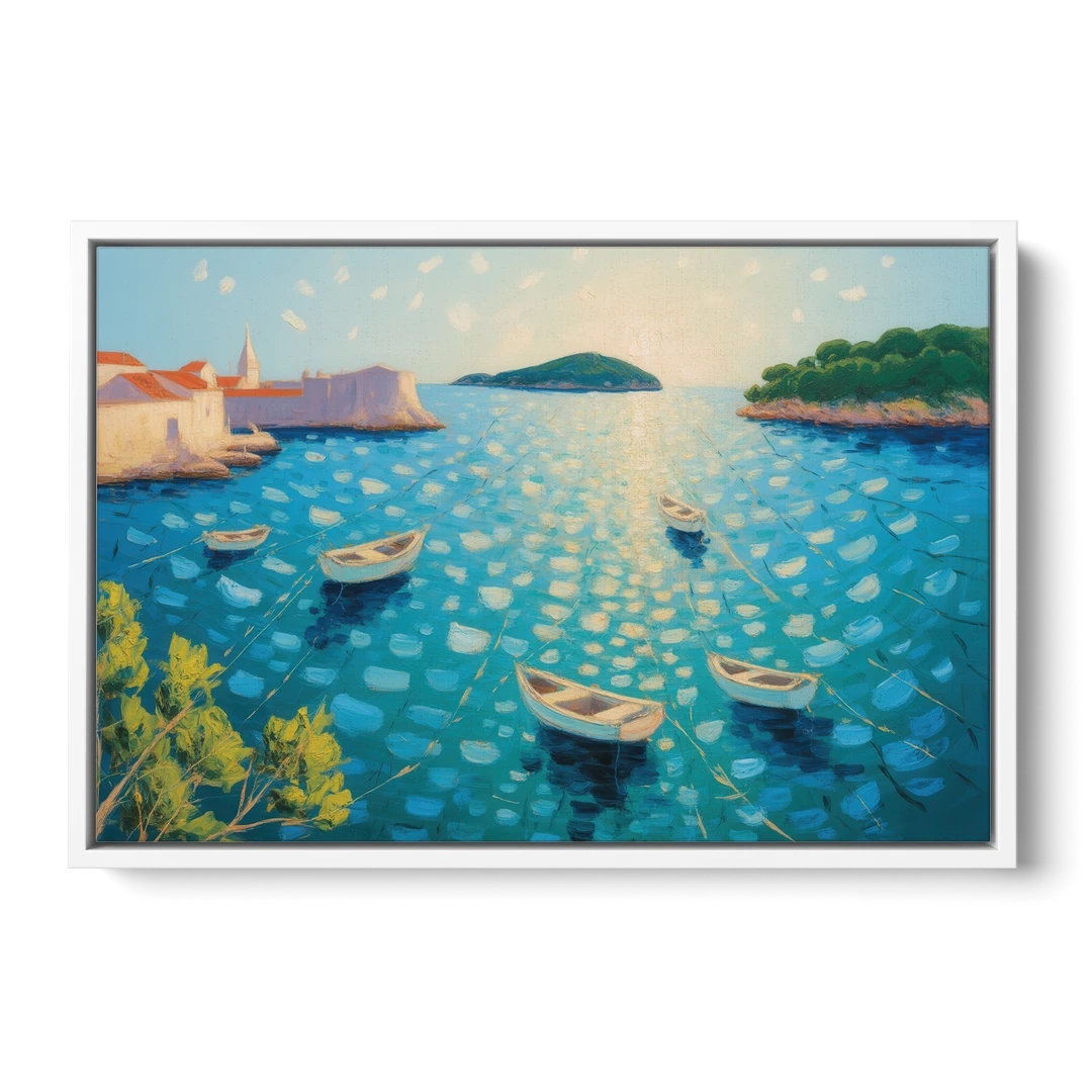 Lokrum Island Escape - White Framed Canvas Wall Art - Front