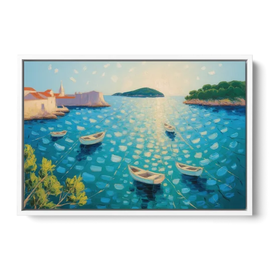 Lokrum Island Escape - White Framed Canvas Wall Art - Front