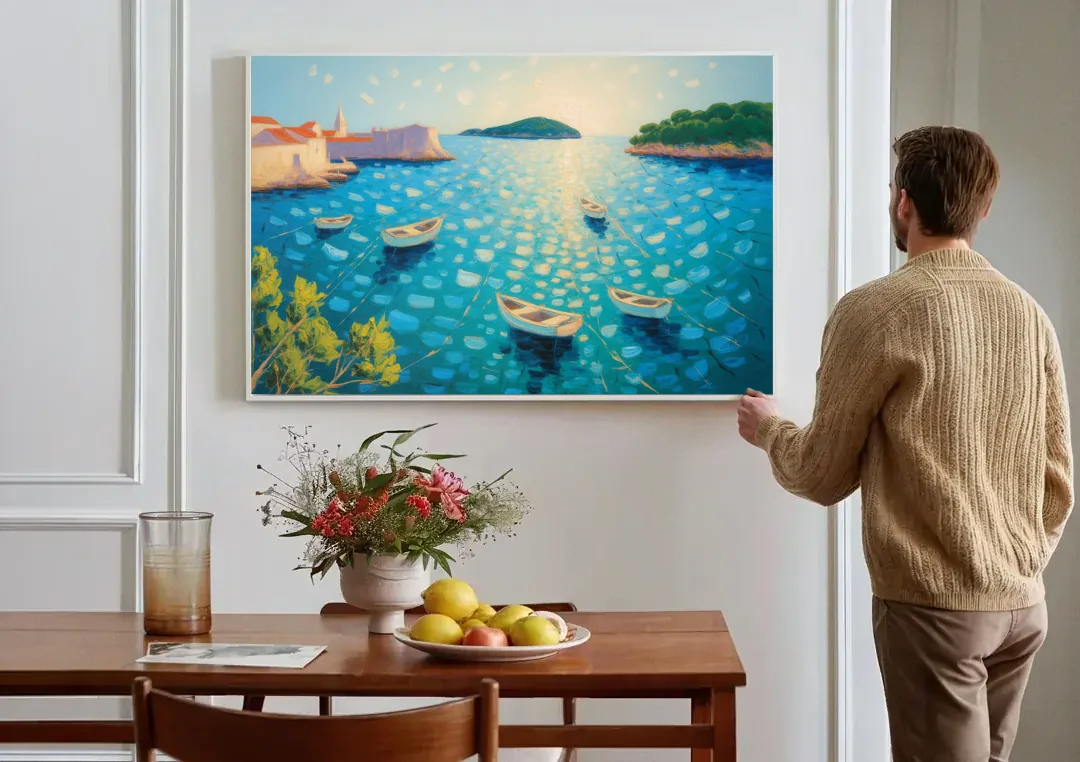 Lokrum Island Escape canvas wall art above a dining table