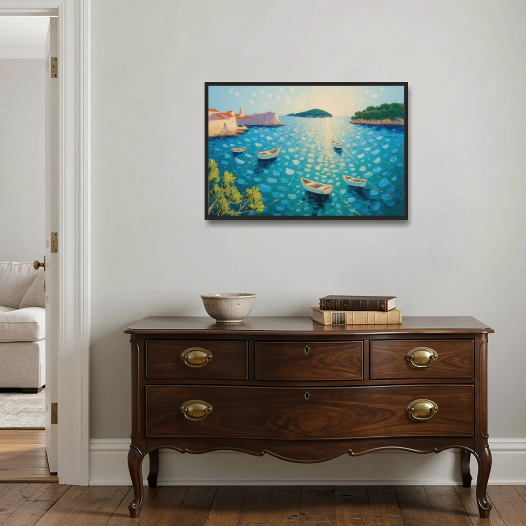 Lokrum Island Escape - Black Framed Canvas Wall Art - Coffee Table - 36x24