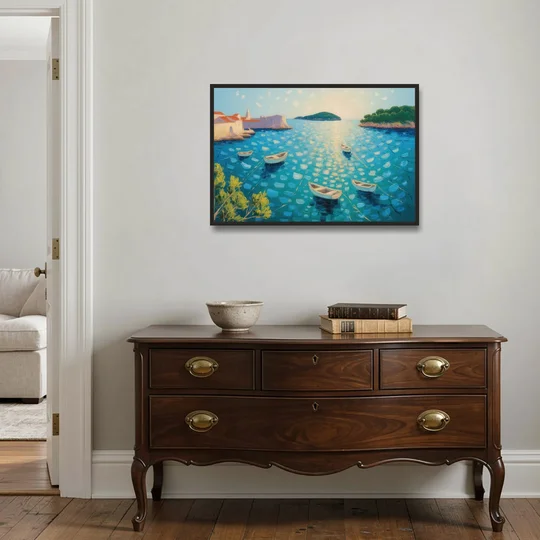 Lokrum Island Escape - Black Framed Canvas Wall Art - Coffee Table - 36x24