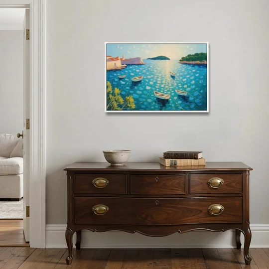 Lokrum Island Escape - White Framed Canvas Wall Art - Coffee Table - 36x24