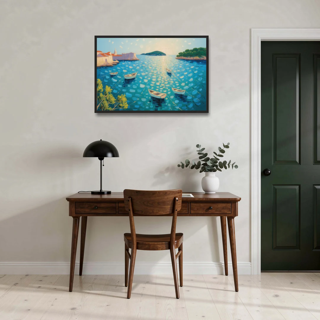 Lokrum Island Escape - Black Framed Canvas Wall Art - Office - 36x24
