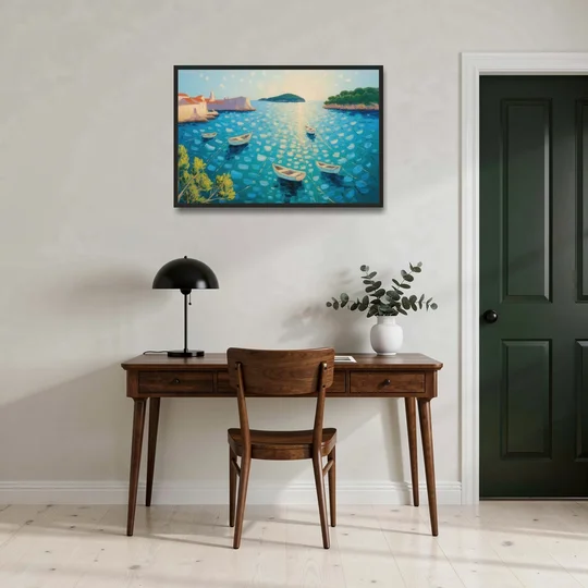 Lokrum Island Escape - Black Framed Canvas Wall Art - Office - 36x24
