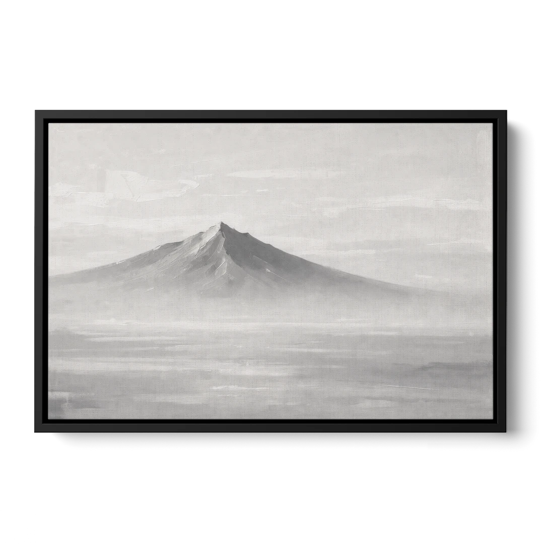 Lone Mountain Peak Above a Sea of Mist - Black Framed Canvas Wall Art - Front
