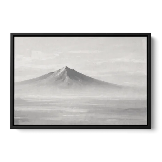 Lone Mountain Peak Above a Sea of Mist - Black Framed Canvas Wall Art - Front