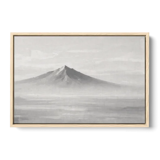 Lone Mountain Peak Above a Sea of Mist - Oak Framed Canvas Wall Art - Front