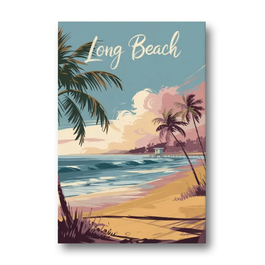 Long Beach California Coastal Scene - Canvas Wall Art - Front