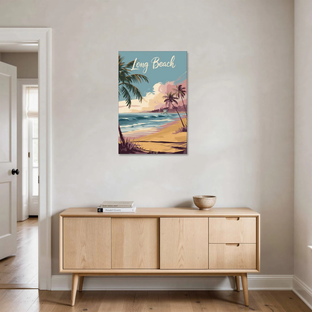 Long Beach California Coastal Scene - Canvas Wall Art - Coffee Table - 24x36