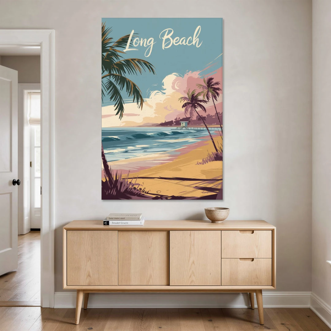 Long Beach California Coastal Scene - Canvas Wall Art - Coffee Table - 40x60