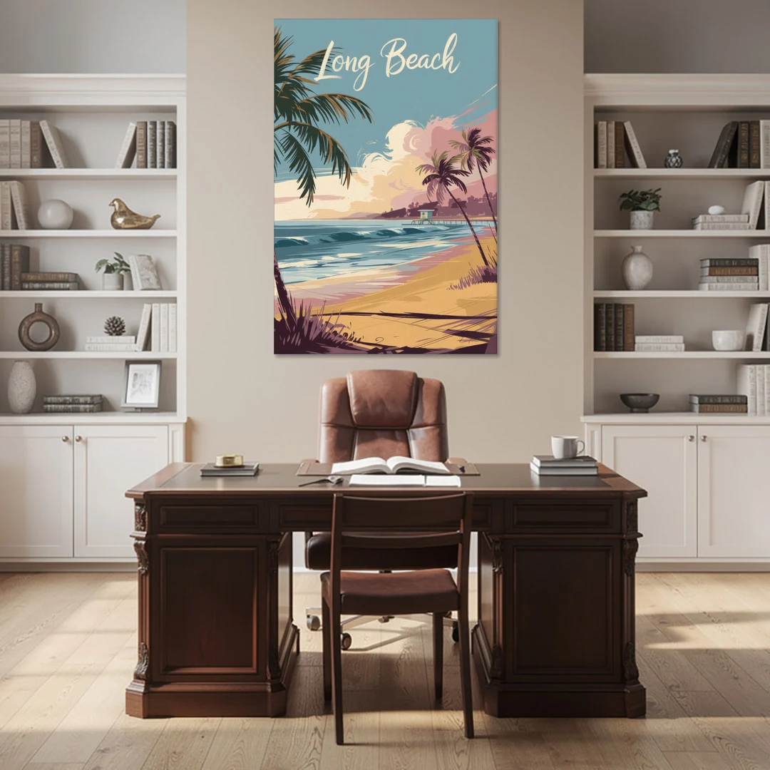 Long Beach California Coastal Scene - Canvas Wall Art - Office - 40x60