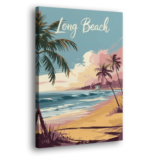 Long Beach California Coastal Scene - Canvas Wall Art - Side