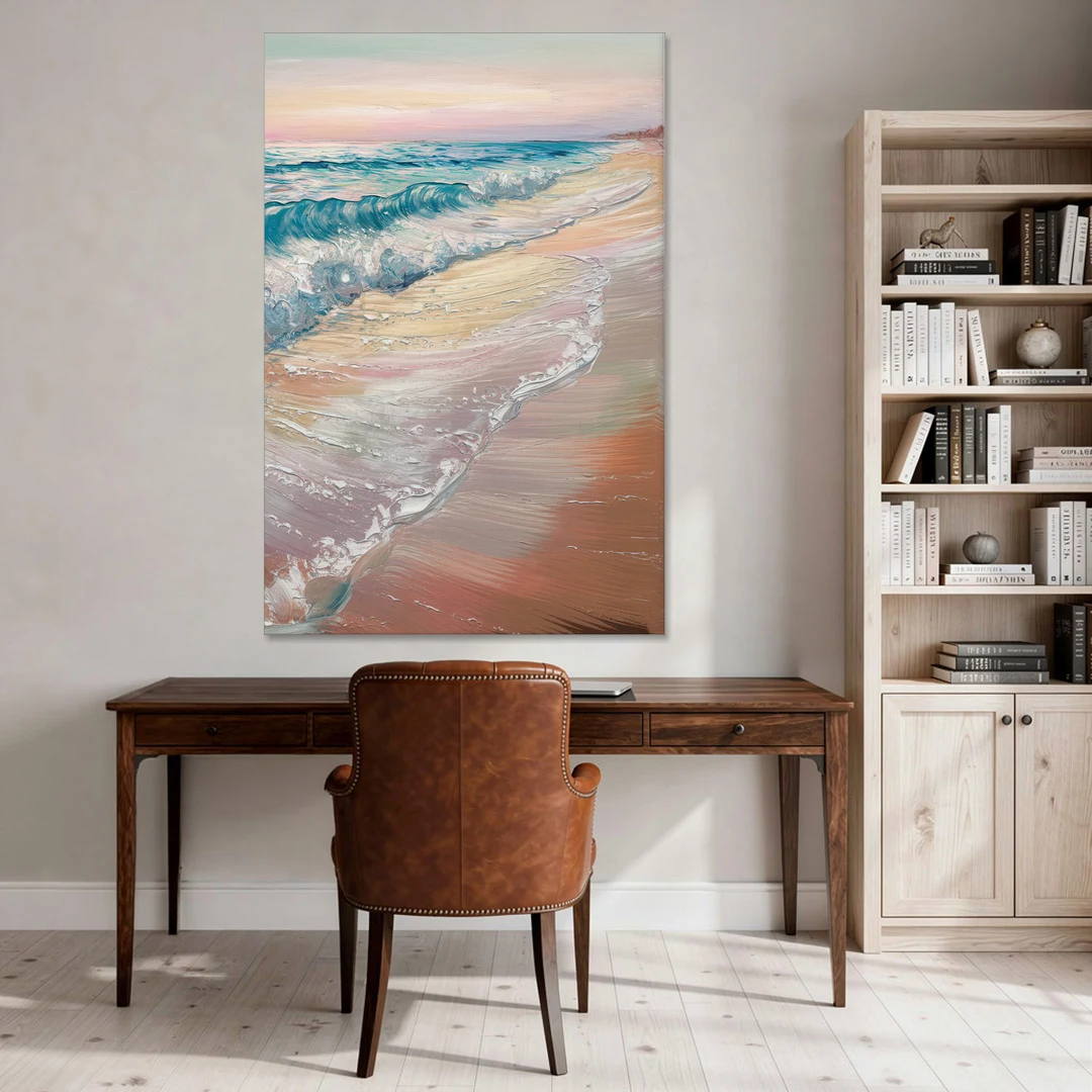 Long Beach California Ocean Waves - Canvas Wall Art - Office - 40x60