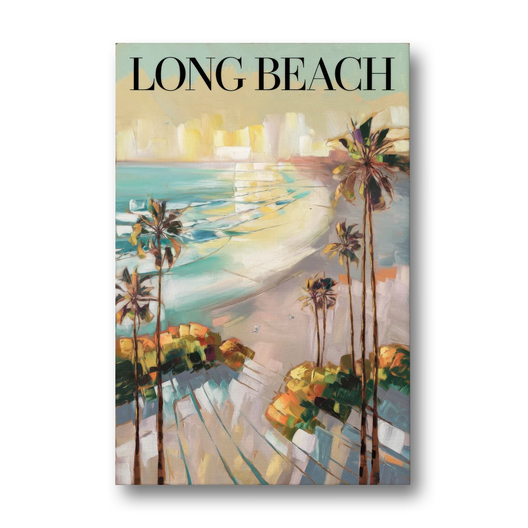 Long Beach California Palm Trees - Canvas Wall Art - Front