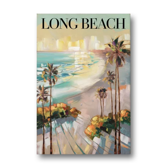 Long Beach California Palm Trees - Canvas Wall Art - Front