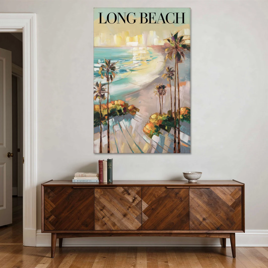 Long Beach California Palm Trees - Canvas Wall Art - Coffee Table - 40x60
